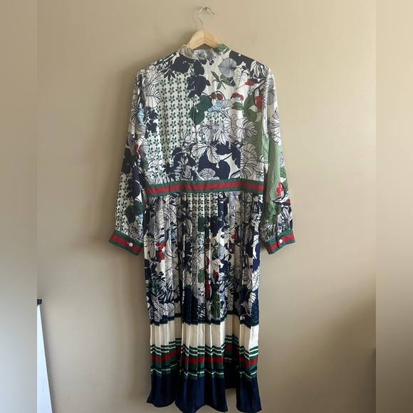 Dalia MacPhee | Tie Neck Printed Midi Dress, Size L - Picture 15 of 16